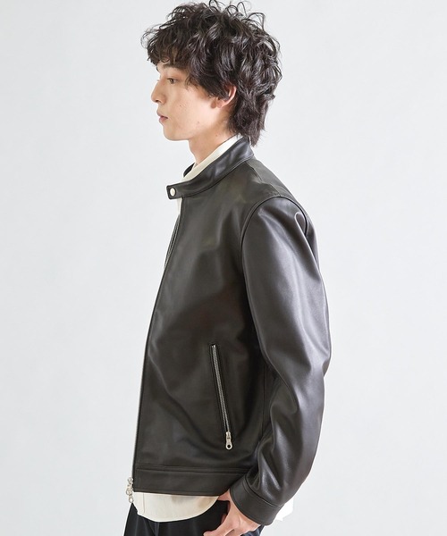 UNION STATION（ユニオンステーション）の「シープナッパシングルライダース（ライダースジャケット・メンズ・カーキ/ブラック/ネイビー・M/L/S/LL）」の8枚目の写真