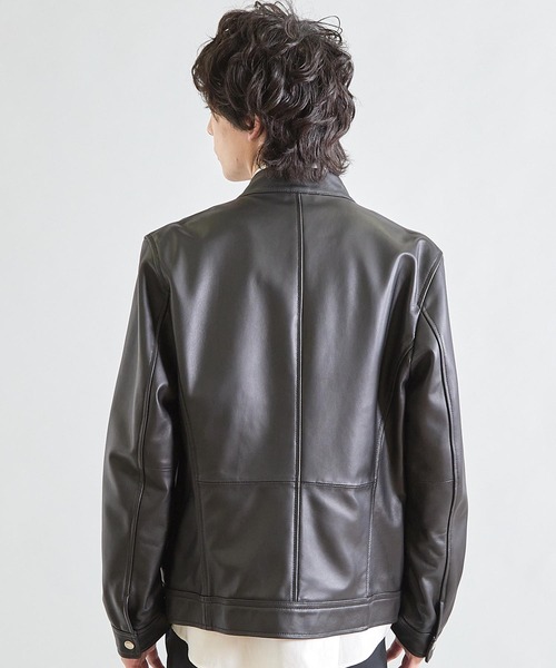 UNION STATION（ユニオンステーション）の「シープナッパシングルライダース（ライダースジャケット・メンズ・カーキ/ブラック/ネイビー・M/L/S/LL）」の9枚目の写真