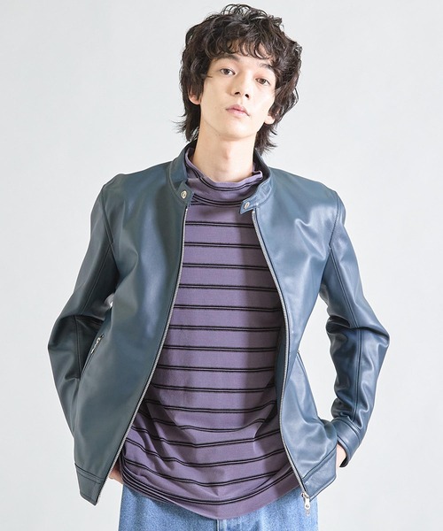 UNION STATION（ユニオンステーション）の「シープナッパシングルライダース（ライダースジャケット・メンズ・カーキ/ブラック/ネイビー・M/L/S/LL）」の14枚目の写真