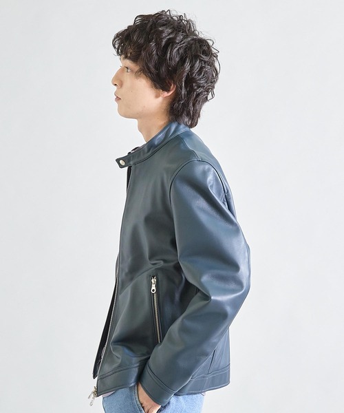 UNION STATION（ユニオンステーション）の「シープナッパシングルライダース（ライダースジャケット・メンズ・カーキ/ブラック/ネイビー・M/L/S/LL）」の16枚目の写真