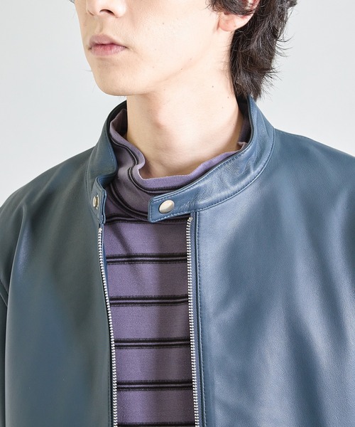 UNION STATION（ユニオンステーション）の「シープナッパシングルライダース（ライダースジャケット・メンズ・カーキ/ブラック/ネイビー・M/L/S/LL）」の17枚目の写真