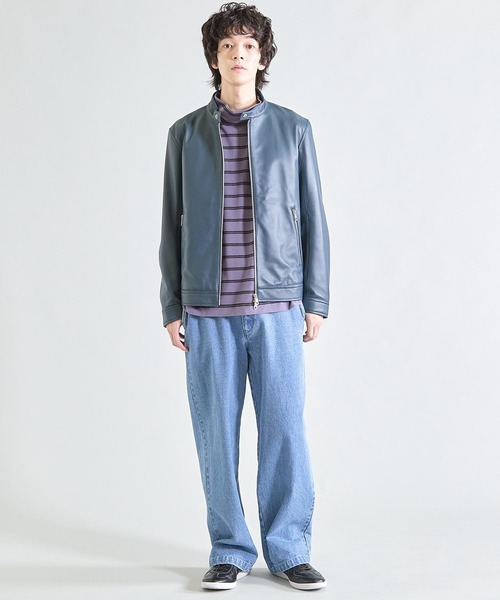 UNION STATION（ユニオンステーション）の「シープナッパシングルライダース（ライダースジャケット・メンズ・カーキ/ブラック/ネイビー・M/L/S/LL）」の19枚目の写真