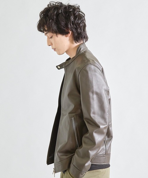 UNION STATION（ユニオンステーション）の「シープナッパシングルライダース（ライダースジャケット・メンズ・カーキ/ブラック/ネイビー・M/L/S/LL）」の21枚目の写真