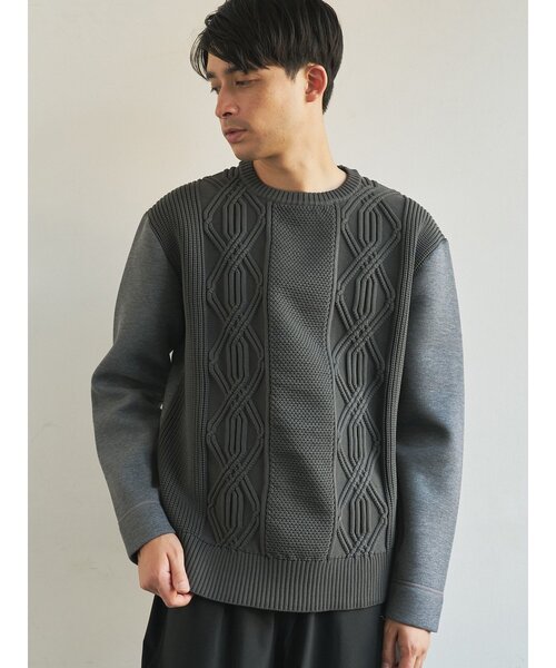 セール】【TRANSITION】ダンボールニット×5ゲージニットクルーネック