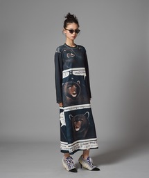 NON TOKYO | NON TOKYO/ノントーキョー/プリントリブ長袖ワンピース(ワンピース)