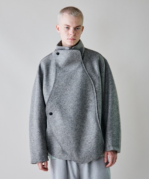 rehacer（レアセル）の「rehacer : Wave Melton Jacket / ウエーブ メルトン ジャケット（テーラードジャケット・メンズ・ブラック/グレー・SMALL/LARGE/MEDIUM）」の11枚目の写真