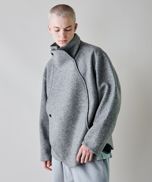 rehacer（レアセル）の「rehacer : Wave Melton Jacket / ウエーブ メルトン ジャケット（テーラードジャケット・メンズ・ブラック/グレー・SMALL/LARGE/MEDIUM）」の12枚目の写真