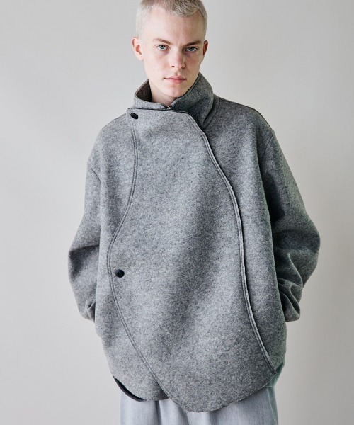 rehacer（レアセル）の「rehacer : Wave Melton Jacket / ウエーブ メルトン ジャケット（テーラードジャケット・メンズ・ブラック/グレー・SMALL/LARGE/MEDIUM）」の7枚目の写真