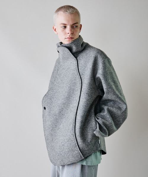 rehacer（レアセル）の「rehacer : Wave Melton Jacket / ウエーブ メルトン ジャケット（テーラードジャケット・メンズ・ブラック/グレー・SMALL/LARGE/MEDIUM）」の9枚目の写真