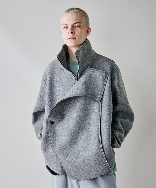 rehacer（レアセル）の「rehacer : Wave Melton Jacket / ウエーブ メルトン ジャケット（テーラードジャケット・メンズ・ブラック/グレー・SMALL/LARGE/MEDIUM）」の4枚目の写真