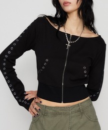 EYELET ZIP CUT トップス