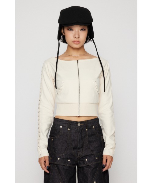 EYELET ZIP CUT トップス（Tシャツ/カットソー）｜LAGUA GEM