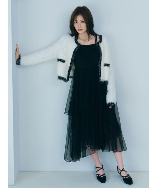 FURFUR（ファーファー）の「【限定カラー】フェザーツイードカーディガン（カーディガン/ボレロ・レディース・ピンク/ブラック/ホワイト・F）」の6枚目の写真