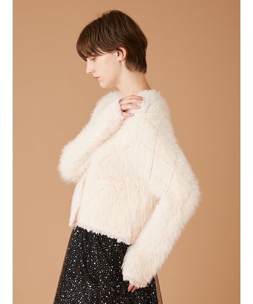 FURFUR（ファーファー）の「【限定カラー】フェザーツイードカーディガン（カーディガン/ボレロ・レディース・ピンク/ブラック/ホワイト・F）」の10枚目の写真