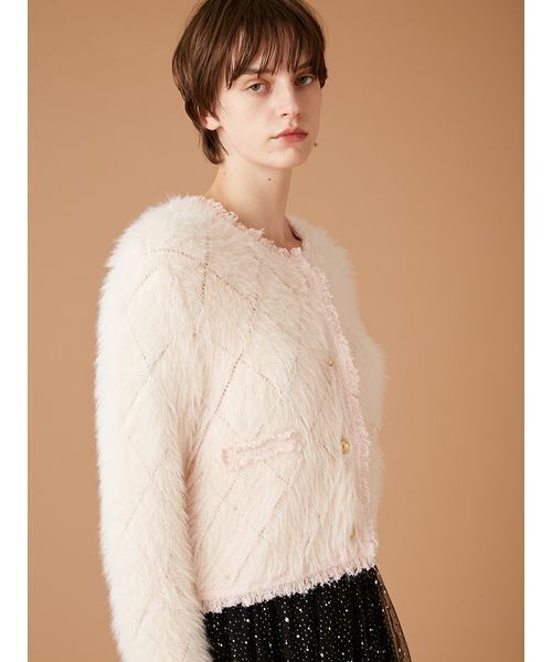 FURFUR（ファーファー）の「【限定カラー】フェザーツイードカーディガン（カーディガン/ボレロ・レディース・ピンク/ブラック/ホワイト・F）」の11枚目の写真