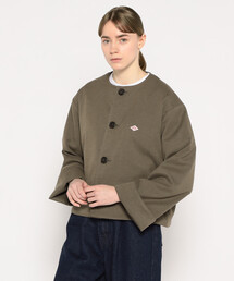 【DANTON】ダントン　ノーカラージャケット　ベージュ　M クリーニング済 DANTON（ダントン）の「DANTON | ナイロン カラーレスジャケット