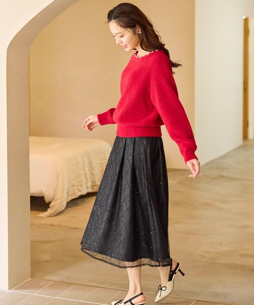 Feroux（フェルゥ）の「きらめきチェックフレア スカート（スカート・レディース・ホワイト系/ブラック系・SMALL/MEDIUM）」の4枚目の写真