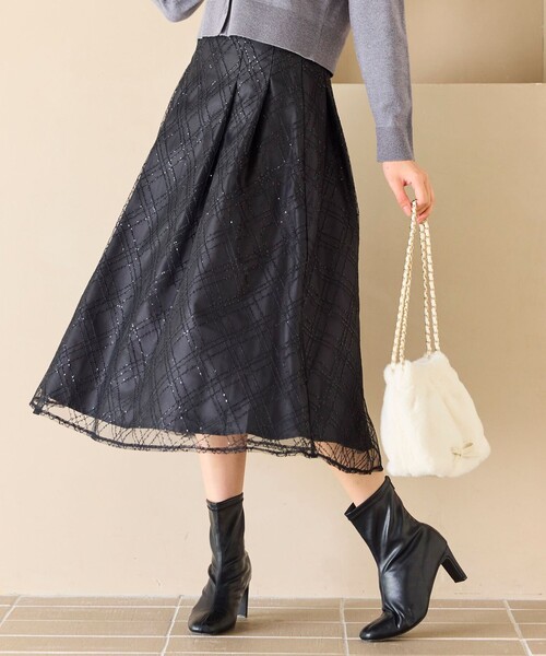 Feroux（フェルゥ）の「きらめきチェックフレア スカート（スカート・レディース・ホワイト系/ブラック系・SMALL/MEDIUM）」の17枚目の写真