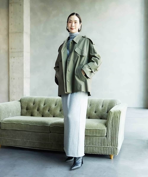 MICHEL KLEIN（ミッシェル・クラン）の「[セットアップ対応]ミリタリーカバーオール（ステンカラーコート・レディース・カーキ・38）」の3枚目の写真