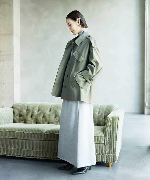 MICHEL KLEIN（ミッシェル・クラン）の「[セットアップ対応]ミリタリーカバーオール（ステンカラーコート・レディース・カーキ・38）」の4枚目の写真
