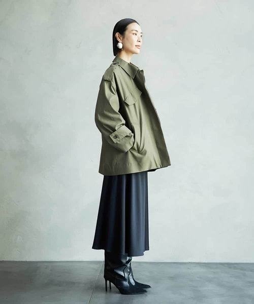 MICHEL KLEIN（ミッシェル・クラン）の「[セットアップ対応]ミリタリーカバーオール（ステンカラーコート・レディース・カーキ・38）」の7枚目の写真
