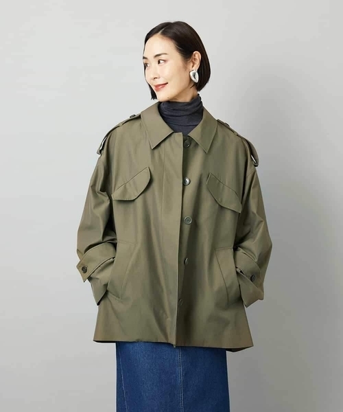 MICHEL KLEIN（ミッシェル・クラン）の「[セットアップ対応]ミリタリーカバーオール（ステンカラーコート・レディース・カーキ・38）」の9枚目の写真