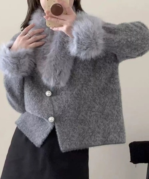 WESTSEA(ウエストシー)の「ふわふわフェイクファー ショート丈 ガーリージャケット(その他アウター・レディース・グレー/ピンク・FREE)」の2枚目の写真