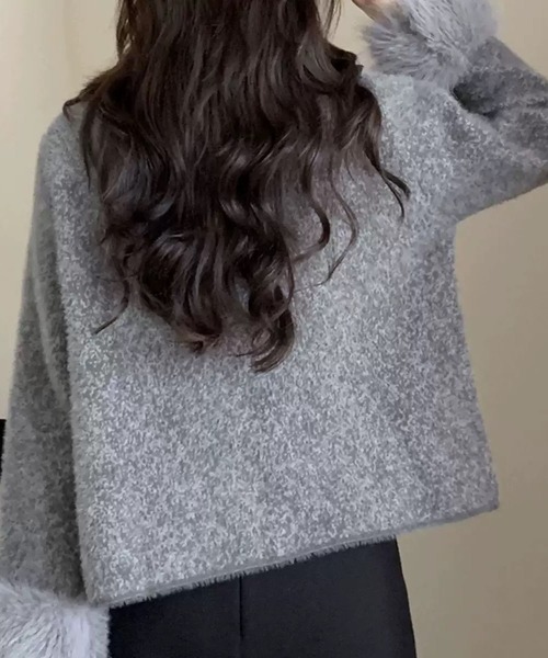 WESTSEA(ウエストシー)の「ふわふわフェイクファー ショート丈 ガーリージャケット(その他アウター・レディース・グレー/ピンク・FREE)」の6枚目の写真