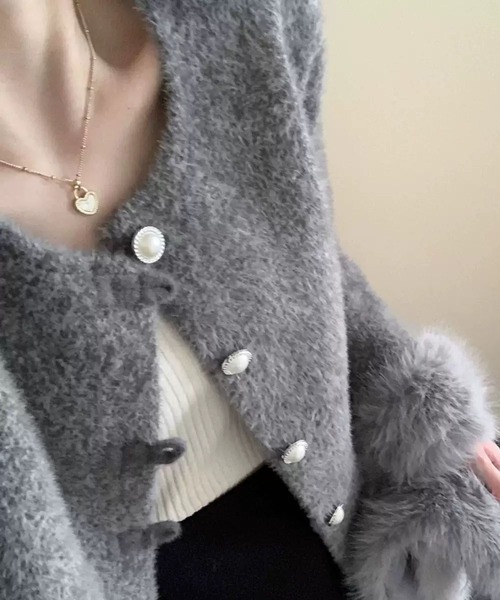 WESTSEA(ウエストシー)の「ふわふわフェイクファー ショート丈 ガーリージャケット(その他アウター・レディース・グレー/ピンク・FREE)」の7枚目の写真