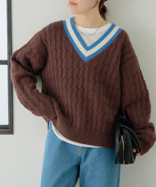 GEVACO（ゲバコ）の「【GEVACO】チルデンニット（ニット/セーター・レディース・ベージュ/ブラウン・ONE SIZE）」の3枚目の写真