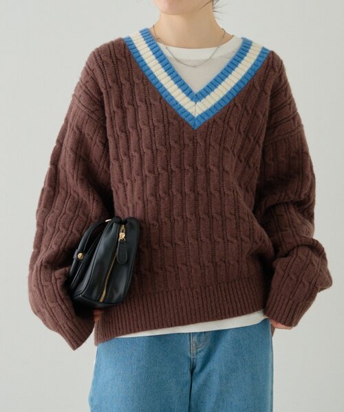 GEVACO（ゲバコ）の「【GEVACO】チルデンニット（ニット/セーター・レディース・ベージュ/ブラウン・ONE SIZE）」の4枚目の写真