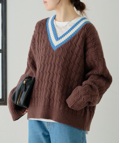 GEVACO（ゲバコ）の「【GEVACO】チルデンニット（ニット/セーター・レディース・ベージュ/ブラウン・ONE SIZE）」の5枚目の写真