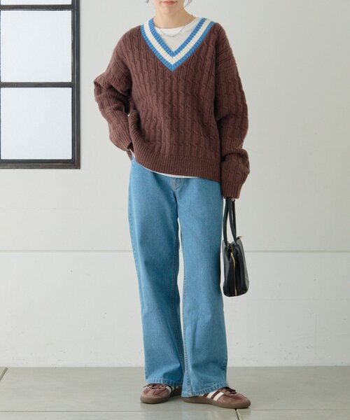 GEVACO（ゲバコ）の「【GEVACO】チルデンニット（ニット/セーター・レディース・ベージュ/ブラウン・ONE SIZE）」の7枚目の写真