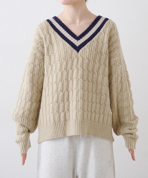 GEVACO（ゲバコ）の「【GEVACO】チルデンニット（ニット/セーター・レディース・ベージュ/ブラウン・ONE SIZE）」の10枚目の写真