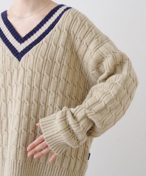 GEVACO（ゲバコ）の「【GEVACO】チルデンニット（ニット/セーター・レディース・ベージュ/ブラウン・ONE SIZE）」の15枚目の写真