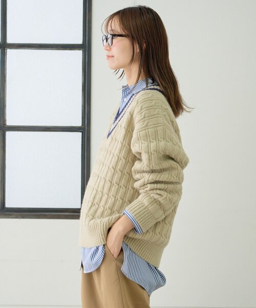 GEVACO（ゲバコ）の「【GEVACO】チルデンニット（ニット/セーター・レディース・ベージュ/ブラウン・ONE SIZE）」の20枚目の写真