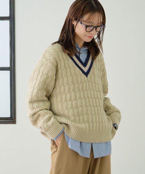 GEVACO（ゲバコ）の「【GEVACO】チルデンニット（ニット/セーター・レディース・ベージュ/ブラウン・ONE SIZE）」の22枚目の写真