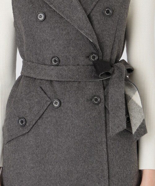 BLUE LABEL CRESTBRIDGE（ブルーレーベルクレストブリッジ）の「クレストブリッジチェックリバーポリウールジレ（ベスト・レディース・グレー系その他/ブルー系その他2/ダークネイビー・38）」の7枚目の写真