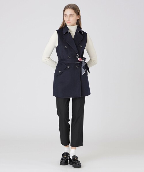 BLUE LABEL CRESTBRIDGE（ブルーレーベルクレストブリッジ）の「クレストブリッジチェックリバーポリウールジレ（ベスト・レディース・グレー系その他/ブルー系その他2/ダークネイビー・38）」の12枚目の写真