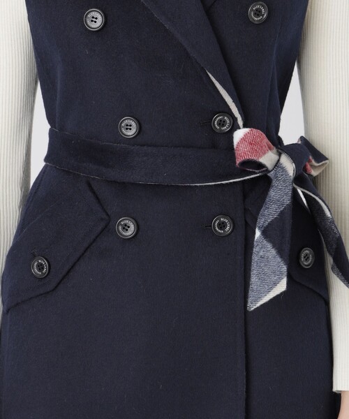 BLUE LABEL CRESTBRIDGE（ブルーレーベルクレストブリッジ）の「クレストブリッジチェックリバーポリウールジレ（ベスト・レディース・グレー系その他/ブルー系その他2/ダークネイビー・38）」の15枚目の写真