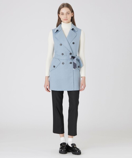 BLUE LABEL CRESTBRIDGE（ブルーレーベルクレストブリッジ）の「クレストブリッジチェックリバーポリウールジレ（ベスト・レディース・グレー系その他/ブルー系その他2/ダークネイビー・38）」の20枚目の写真