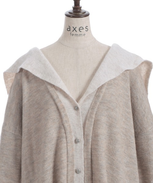 axes femme（アクシーズファム）の「配色ニットカーディガン（カーディガン/ボレロ・レディース・モカ/チャコール・FREE）」の4枚目の写真