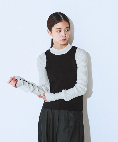 JEANASIS(ジーナシス)の「12Gバイカラーレイヤープルオーバー/617331(ニット/セーター・レディース・パープル系その他/ホワイト系その他/グレー系その他・FREE)」の1枚目の写真