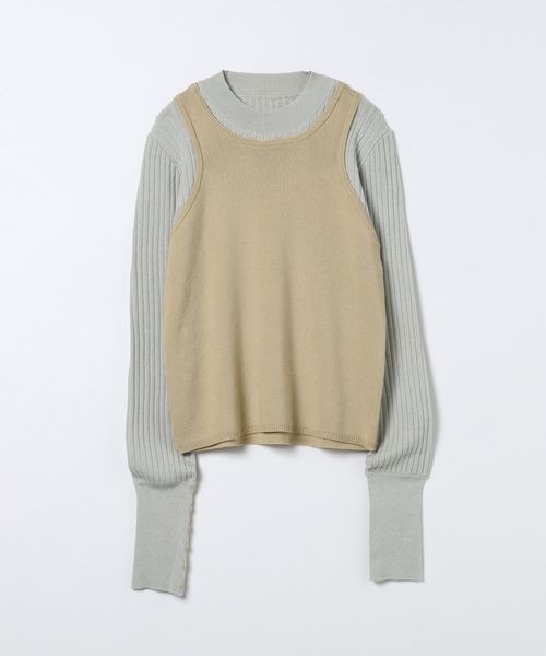 JEANASIS(ジーナシス)の「12Gバイカラーレイヤープルオーバー/617331(ニット/セーター・レディース・パープル系その他/ホワイト系その他/グレー系その他・FREE)」の2枚目の写真