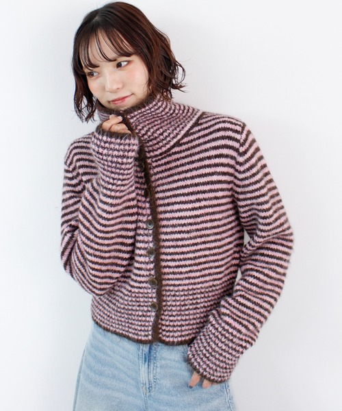 ABYS（アビス）の「配色ボーダーニットトップス（ニット/セーター・レディース・ピンク/イエロー/ブルー・FREE）」の3枚目の写真