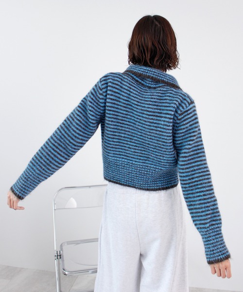 ABYS（アビス）の「配色ボーダーニットトップス（ニット/セーター・レディース・ピンク/イエロー/ブルー・FREE）」の7枚目の写真