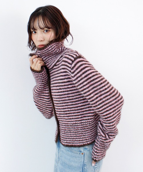 ABYS（アビス）の「配色ボーダーニットトップス（ニット/セーター・レディース・ピンク/イエロー/ブルー・FREE）」の14枚目の写真