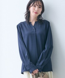 高身長 表面微起毛キーネックブラウス(トールサイズ)