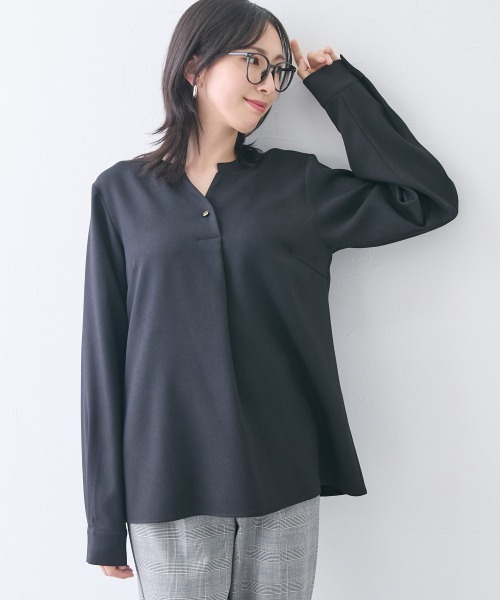 slattgir(スラットジール)の「高身長 表面微起毛キーネックブラウス(トールサイズ)(シャツ/ブラウス・レディース・ブラック/ネイビー・TLL/TL/TM/T5L/T4L/T3L)」の22枚目の写真