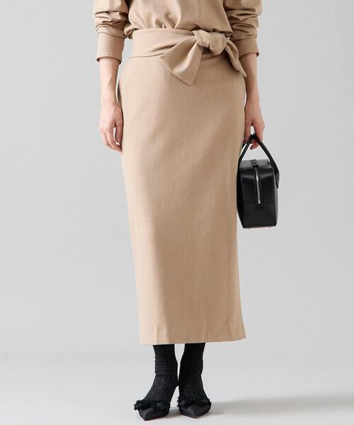 Tiara（ティアラ）の「リボンタイトスカート（スカート・レディース・ブラック/ベージュ/イエロー・2/4/3）」の3枚目の写真